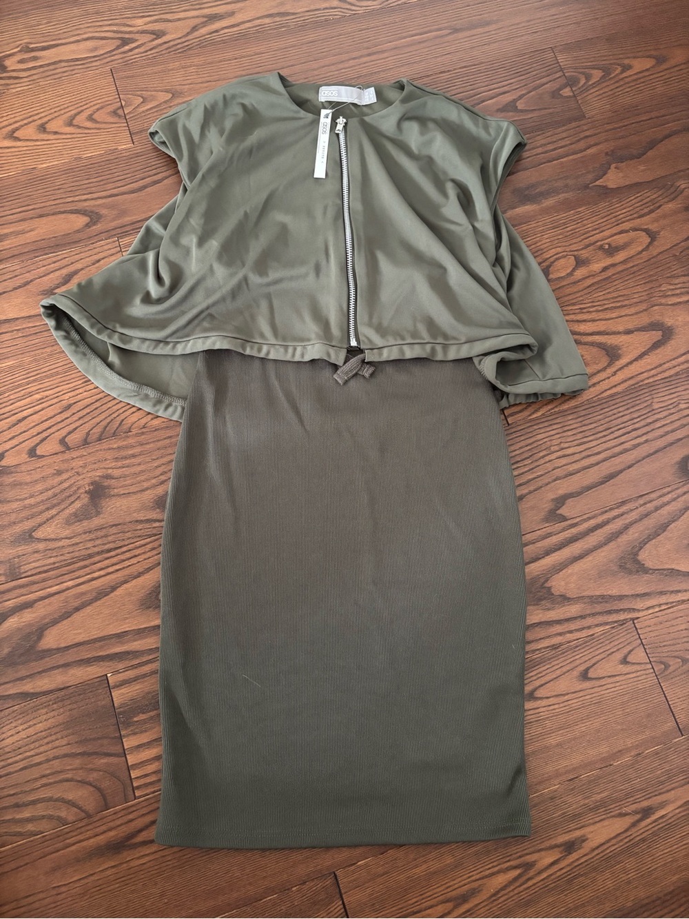 ASOS Olive Green Pencil Skirt with Matching Overlay Top
